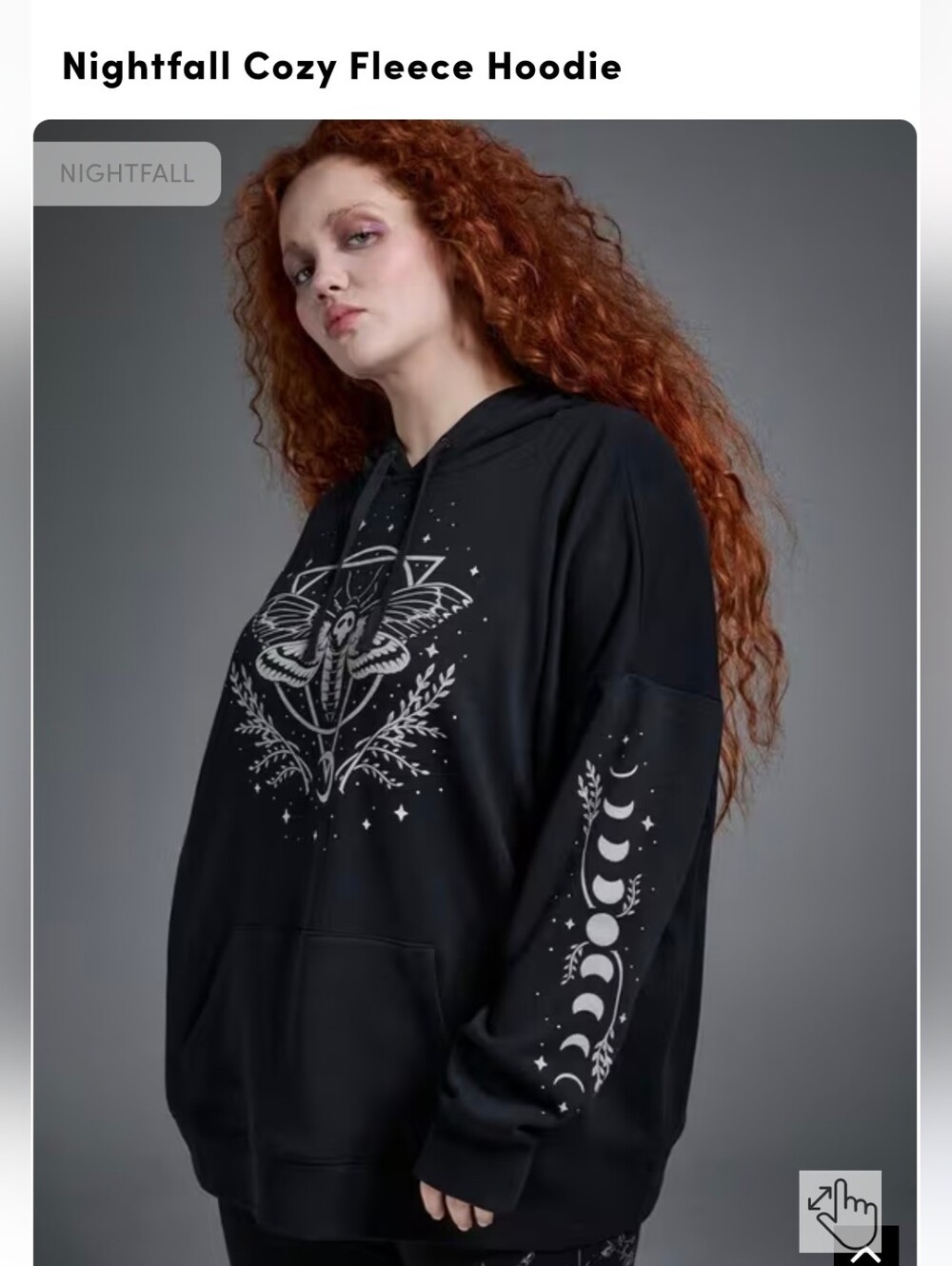 Torrid Nightfall Death head moth deep black Oversized Hoody Size 2x Note Fits 4x